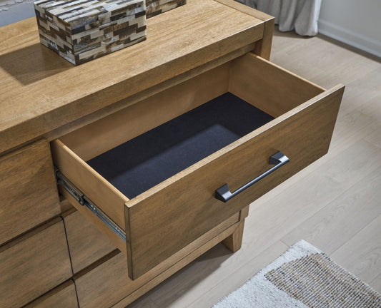 Sherbana - Dresser And Mirror - Light Brown Dresser & Mirror by Signature Design by Ashley® - Walls Furniture & Mattress