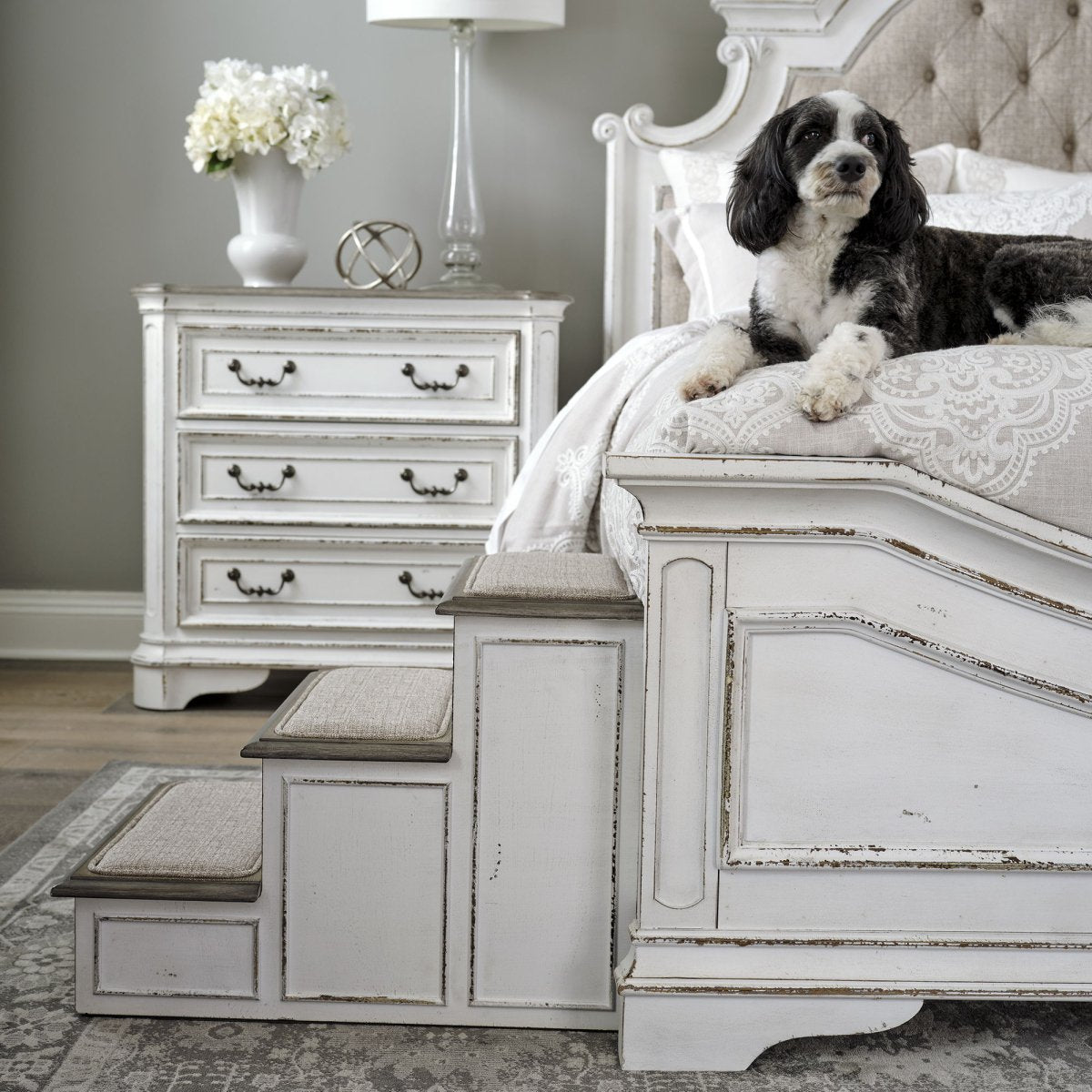 Magnolia Manor - Pet Steps - White Pet Steps by Liberty Furniture - Walls Furniture & Mattress