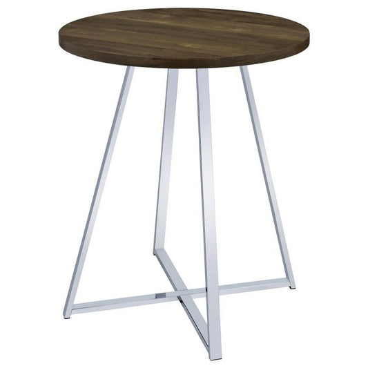 Burkhart - Round Pub Height Bistro Bar Table - Brown Oak Bar Tables by CoasterEveryday - Walls Furniture & Mattress