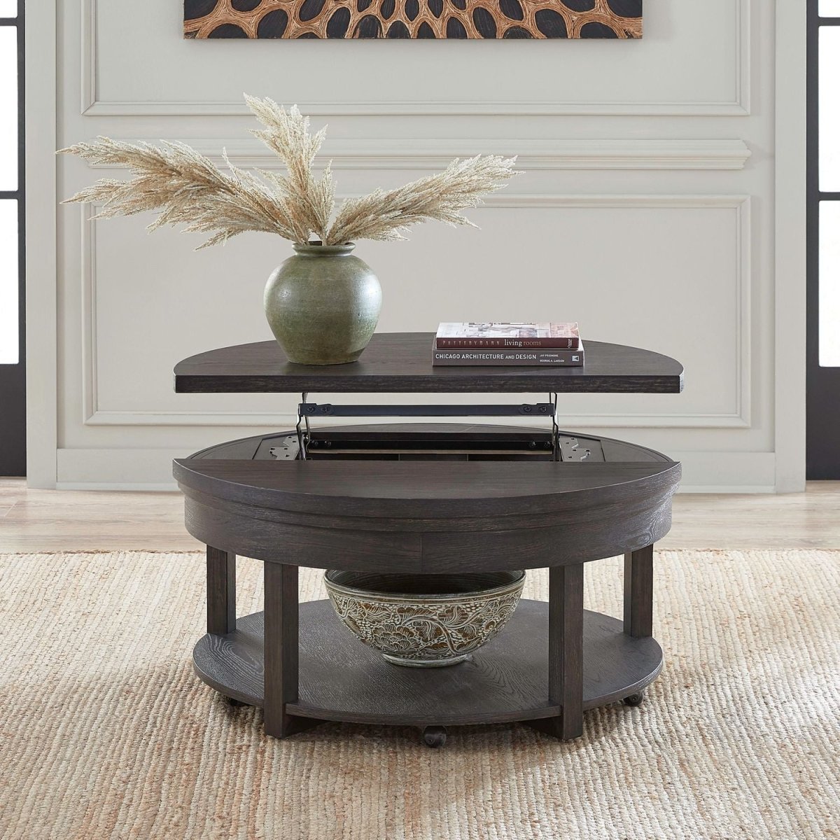 Weston - Round Lift Top Cocktail Table - Brown Cocktail Tables by Liberty Furniture - Walls Furniture & Mattress
