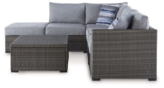 Petal Road - Loveseat Sectional, Ottoman, Table Set (Set of 4) - Gray 4 Piece Outdoor Sets by Signature Design by Ashley® - Walls Furniture & Mattress