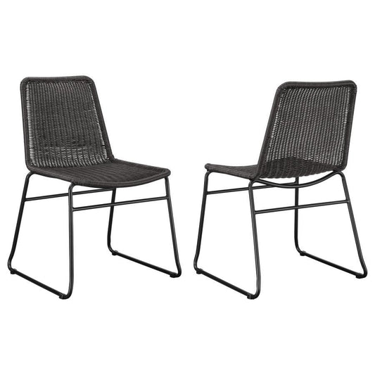 Dacy - Faux Rattan Metal Dining Side Chair (Set of 2) - Brown Chair Sets by CoasterEveryday - Walls Furniture & Mattress