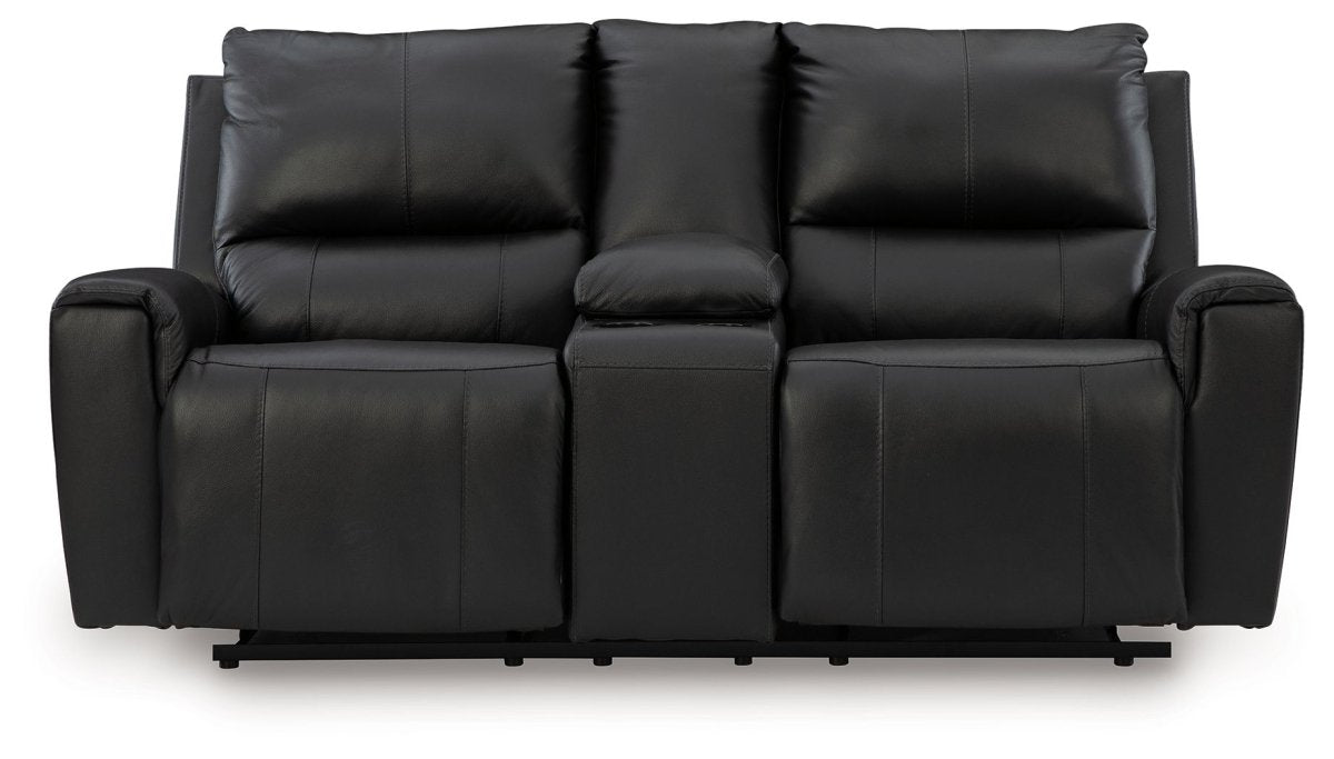 Glossmore - Reclining Loveseat With Console - Black Reclining Loveseats by Signature Design by Ashley® - Walls Furniture & Mattress
