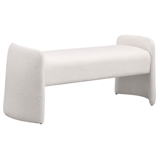 Peoria - Velvet Upholstered Accent Bench - Ivory Upholstered Benches by Coaster Fine Furniture - Walls Furniture & Mattress