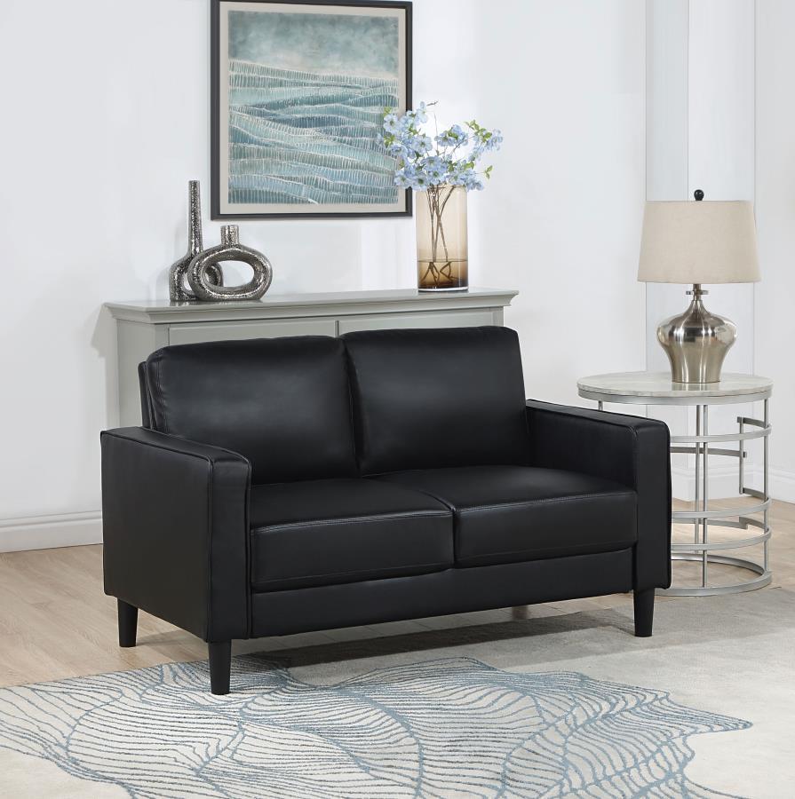Ruth - Upholstered Track Arm Loveseat Stationary Loveseats by Coaster Fine Furniture - Walls Furniture & Mattress