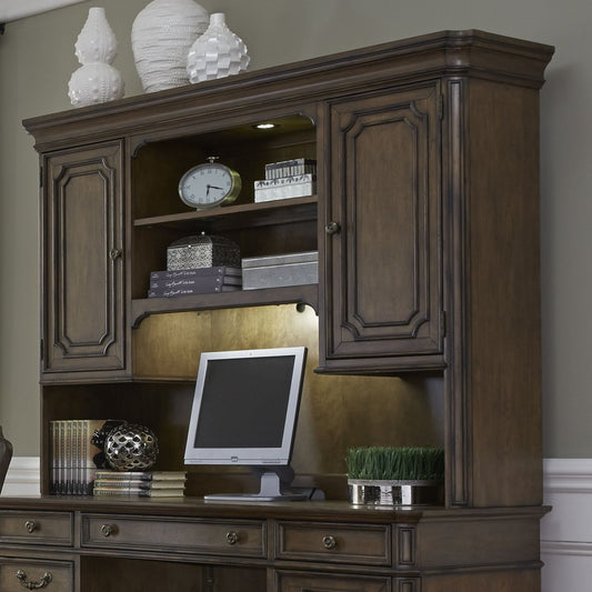 Amelia - Jr Executive Credenza Hutch - Dark Brown Hutches by Liberty Furniture - Walls Furniture & Mattress