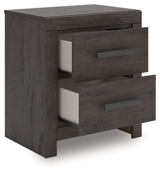 Prendonea - Two Drawer Night Stand - Charcoal Accent Nightstands by Signature Design by Ashley® - Walls Furniture & Mattress