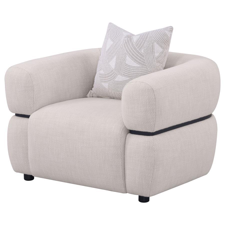 Jeanette - Fabric Upholstered Round Arm Accent Chair - Beige Arm Chairs by Coaster Fine Furniture - Walls Furniture & Mattress