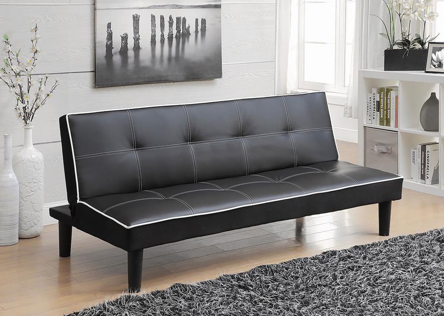 Katrina - Upholstered Tufted Convertible Sofa Bed - Black Futon Sofas by CoasterEveryday - Walls Furniture & Mattress