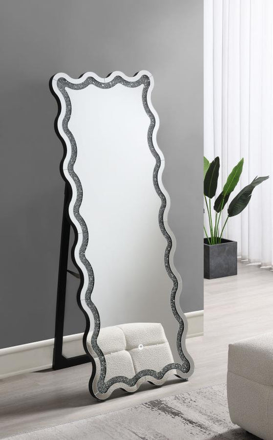Brixey - LED Lighting Standing Floor Mirror - Black Floor Mirrors by Coaster Fine Furniture - Walls Furniture & Mattress