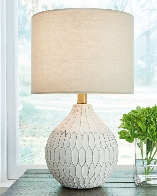Wardmont - Ceramic Table Lamp - White Table Lamps by Signature Design by Ashley® - Walls Furniture & Mattress