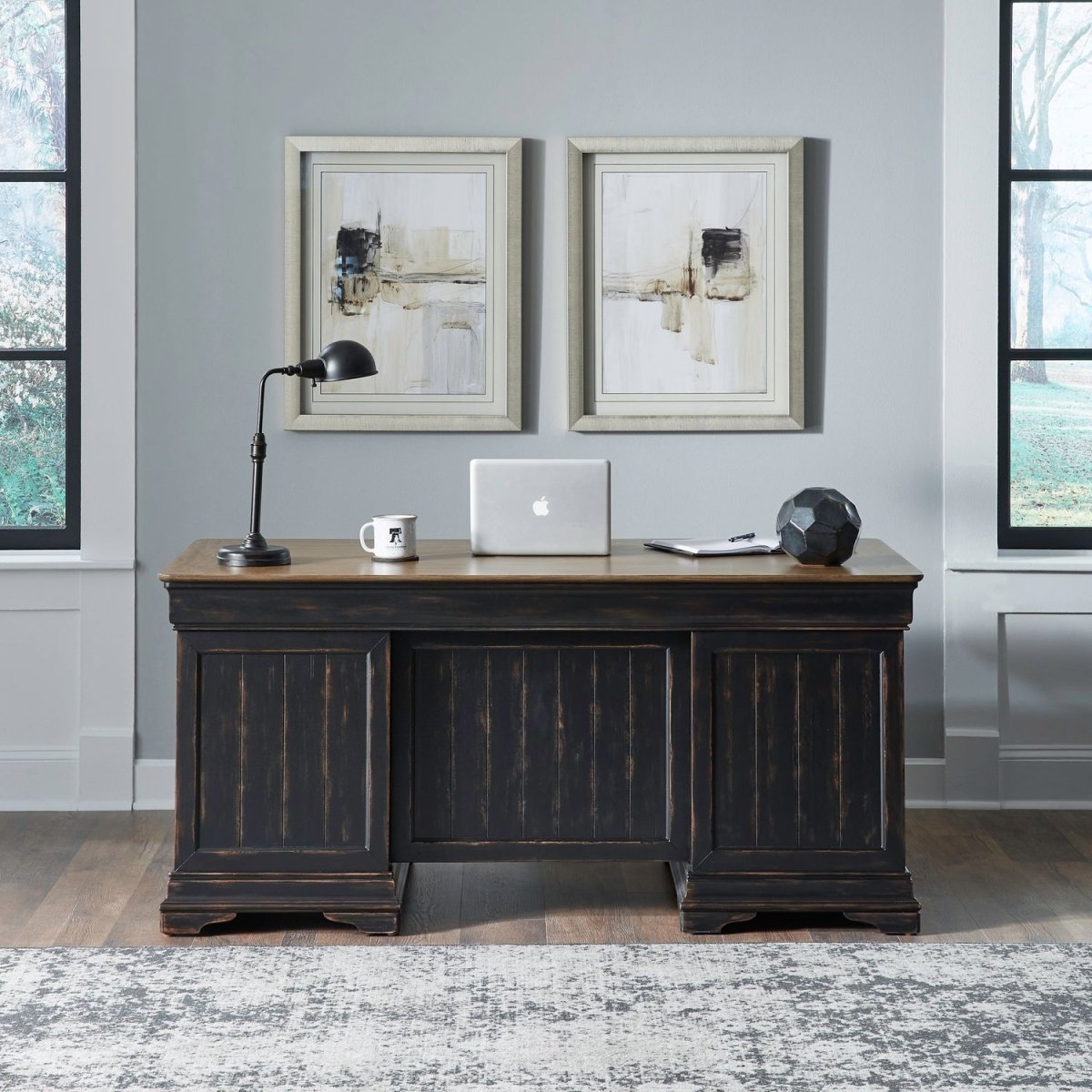 Meritage - Jr Executive Desk - Black Executive Desks by Liberty Furniture - Walls Furniture & Mattress