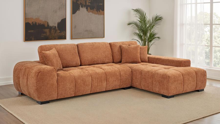 Octavia - Fabric Upholstered Sectional Chaise Sofa Stationary Sectionals by Coaster Fine Furniture - Walls Furniture & Mattress