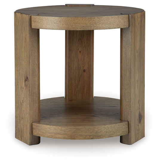 Flangren - Round End Table - Light Brown End Tables by Signature Design by Ashley® - Walls Furniture & Mattress