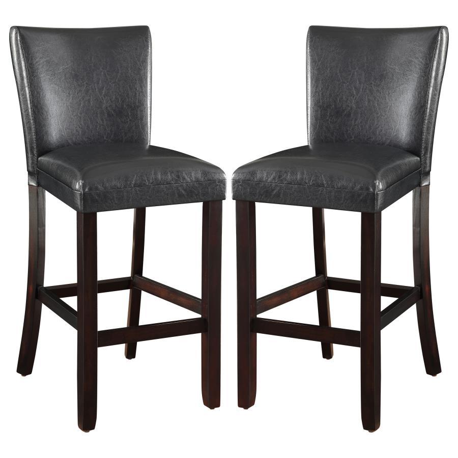 Alberton - Leatherette Upholstered Bar Chair (Set of 2) - Black Stool Sets by CoasterEveryday - Walls Furniture & Mattress