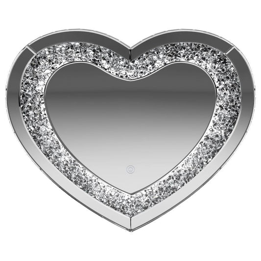 Aiko - Heart Shaped LED Light Wall Mirror - Silver Wall Mirrors by CoasterEssence - Walls Furniture & Mattress