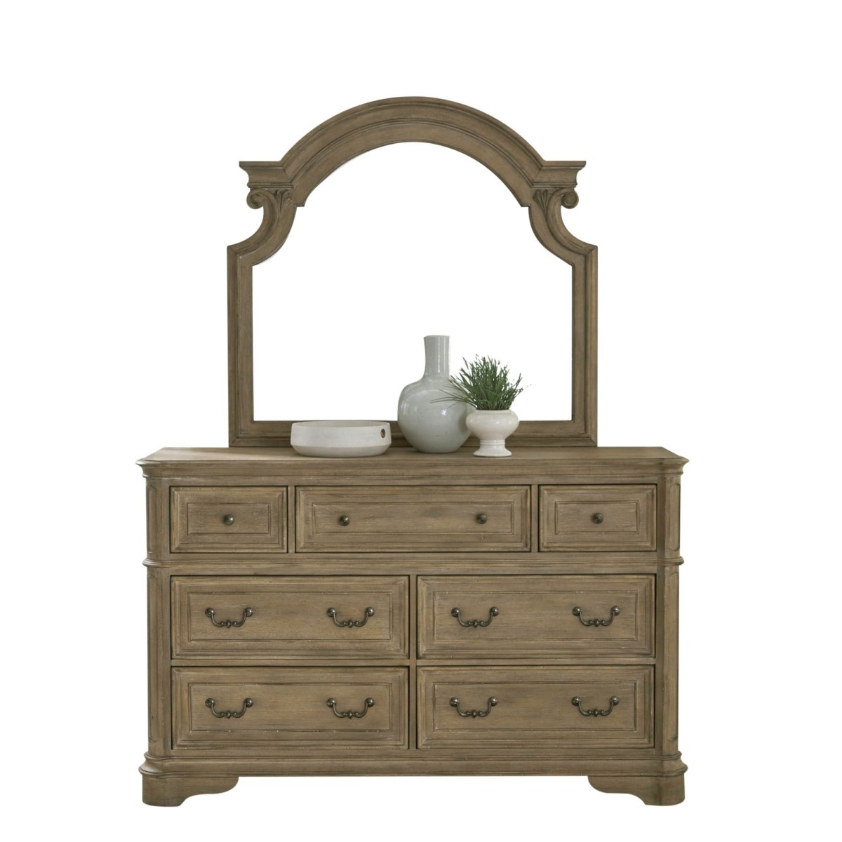 Magnolia Manor - Dresser & Mirror - Light Brown Dresser & Mirror by Liberty Furniture - Walls Furniture & Mattress