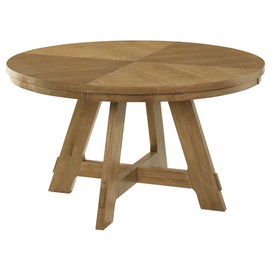 Danvers - Round Wood Dining Table - Brown Oak Dining Tables by Coaster Fine Furniture - Walls Furniture & Mattress