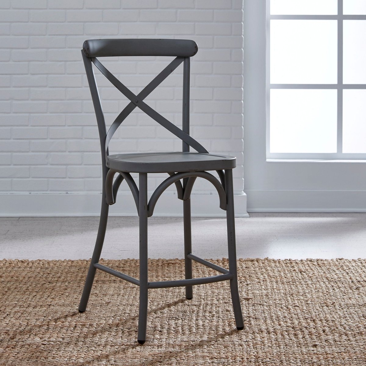 Vintage Series - X Back Counter Chair - Gray Counter Chairs by Liberty Furniture - Walls Furniture & Mattress