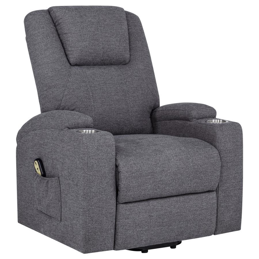 Louie - Chenille Upholstered Power Lift Massage Chair Lift Chairs by Coaster Fine Furniture - Walls Furniture & Mattress