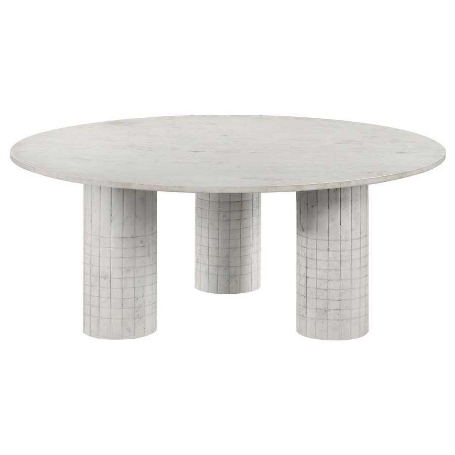 Astoria - Round Genuine Marble Coffee Table - White Coffee Tables by Coaster Fine Furniture - Walls Furniture & Mattress