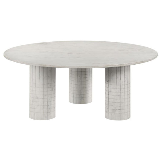 Astoria - Round Genuine Marble Coffee Table - White Coffee Tables by Coaster Fine Furniture - Walls Furniture & Mattress