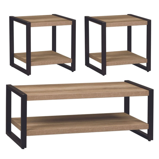 Sun Valley - 3 Piece Table Set With Faux Metal - Light Brown Table Sets by Liberty Furniture - Walls Furniture & Mattress