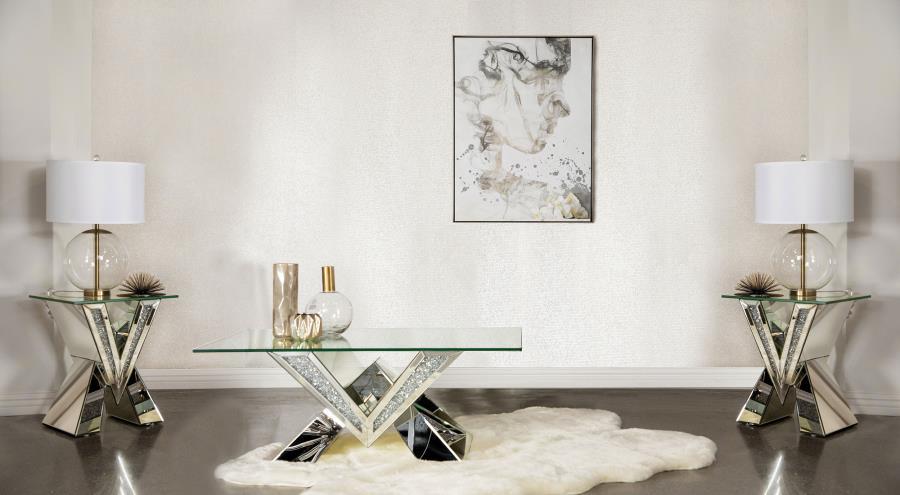 Taffeta - Mirrored Coffee Table Set Table Sets by Coaster Fine Furniture - Walls Furniture & Mattress