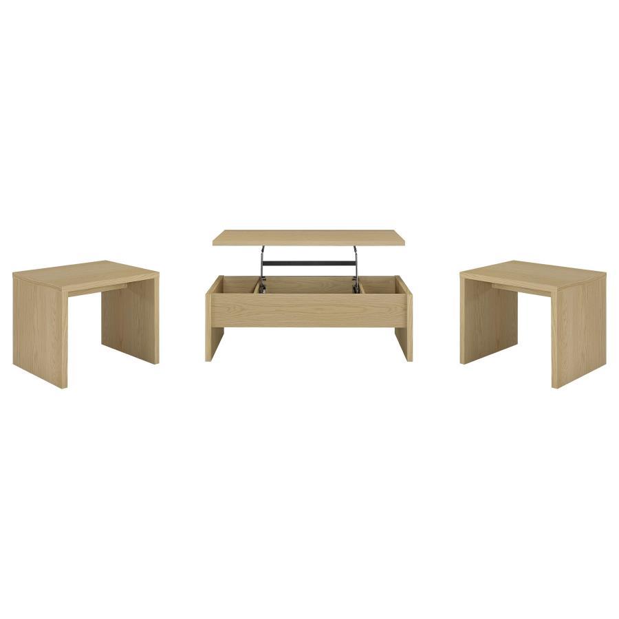 Canoga - Lift Top Cocktail Coffee Table Set - Light Oak Table Sets by Coaster Fine Furniture - Walls Furniture & Mattress