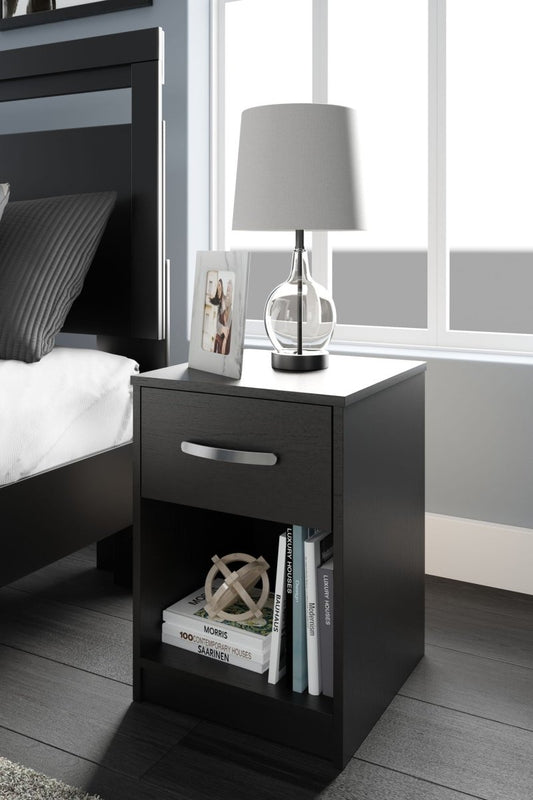 Finch - One Drawer Night Stand - 23" Height - Black Accent Nightstands by Signature Design by Ashley® - Walls Furniture & Mattress