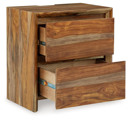 Dressonni - Two Drawer Night Stand - Brown Nightstands w/ Charging Stations by Signature Design by Ashley® - Walls Furniture & Mattress