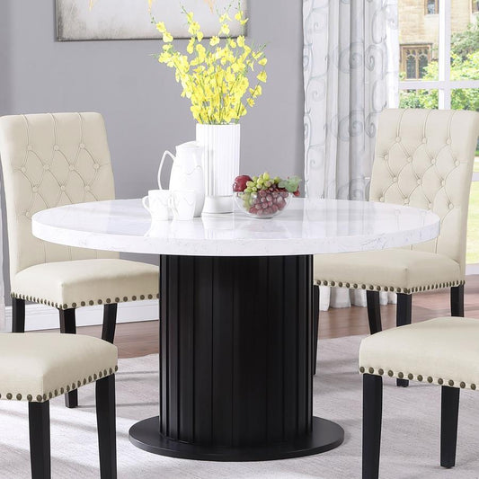 Sherry - Round Marble Top Dining Table - Rustic Espresso Dining Tables by CoasterEssence - Walls Furniture & Mattress