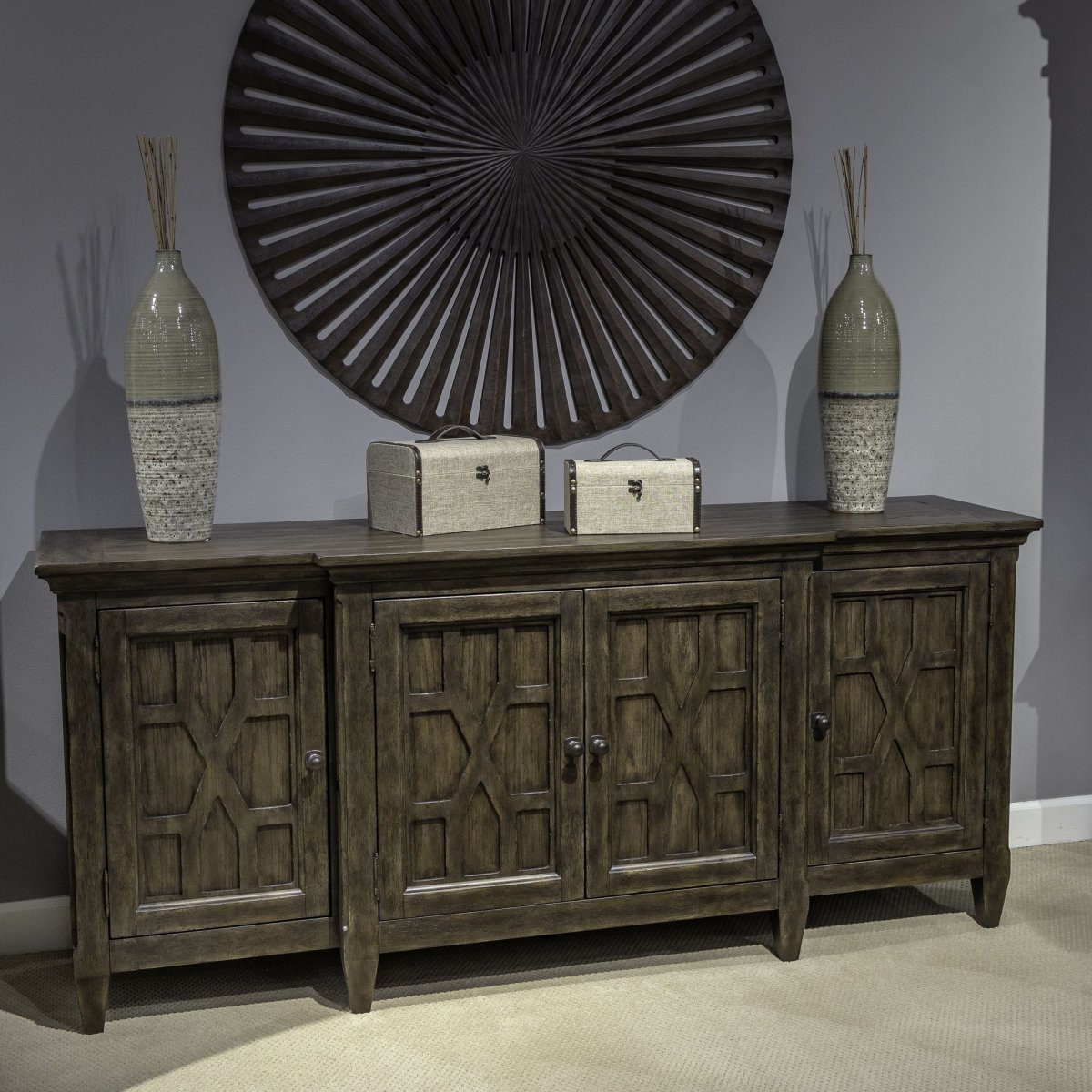 Paradise Valley - 76" TV Console - Dark Brown TV Stands by Liberty Furniture - Walls Furniture & Mattress