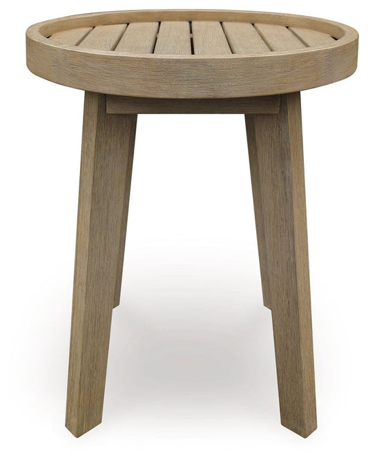 Marina Sun - Round End Table - Beige End Tables by Signature Design by Ashley® - Walls Furniture & Mattress