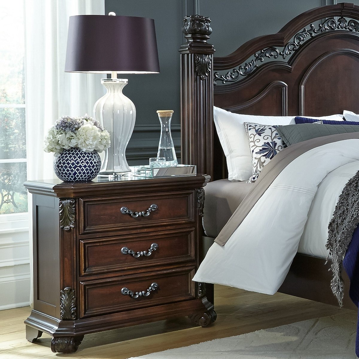 Messina Estates - 3 Drawer Nightstand - Dark Brown Accent Nightstands by Liberty Furniture - Walls Furniture & Mattress