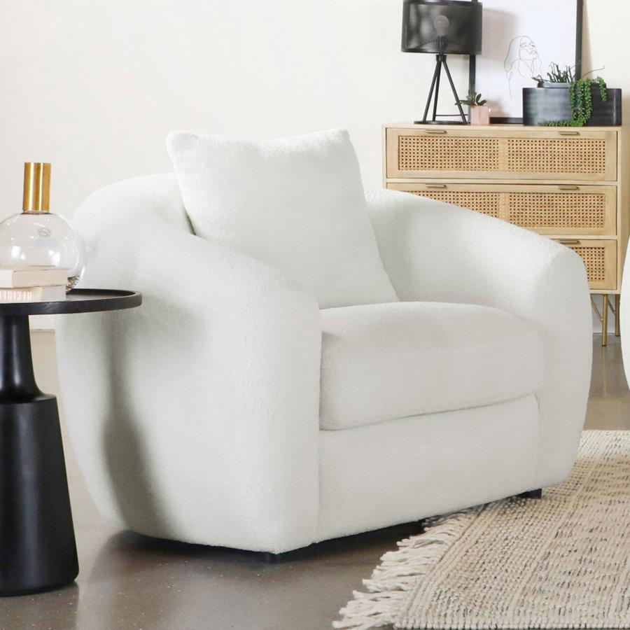 Isabella - Faux Sheepskin Upholstered Accent Chair Natural - Ivory Accent Chairs by CoasterElevations - Walls Furniture & Mattress