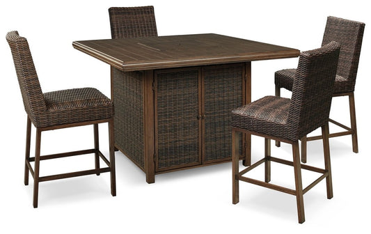 Paradise Trail - Outdoor Fire Pit Table Set 7 Piece Outdoor Sets by Signature Design by Ashley® - Walls Furniture & Mattress