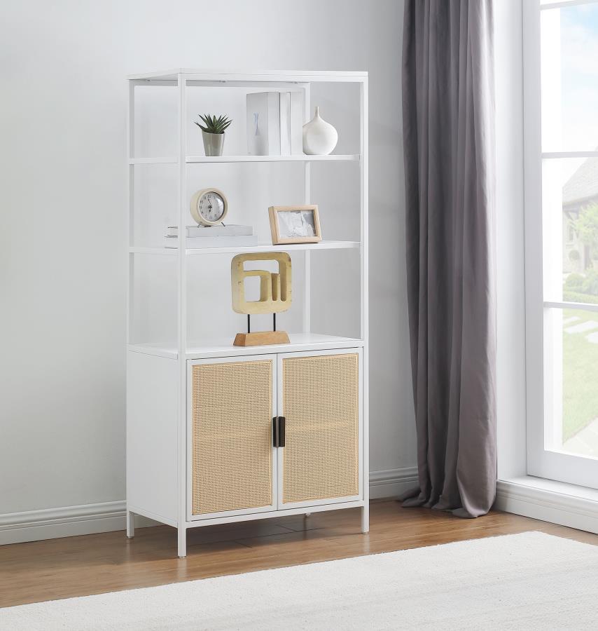 Amherst - 3 - Shelf Radio Weave Cane Metal Accent Cabinet Accent Cabinets by Coaster Fine Furniture - Walls Furniture & Mattress