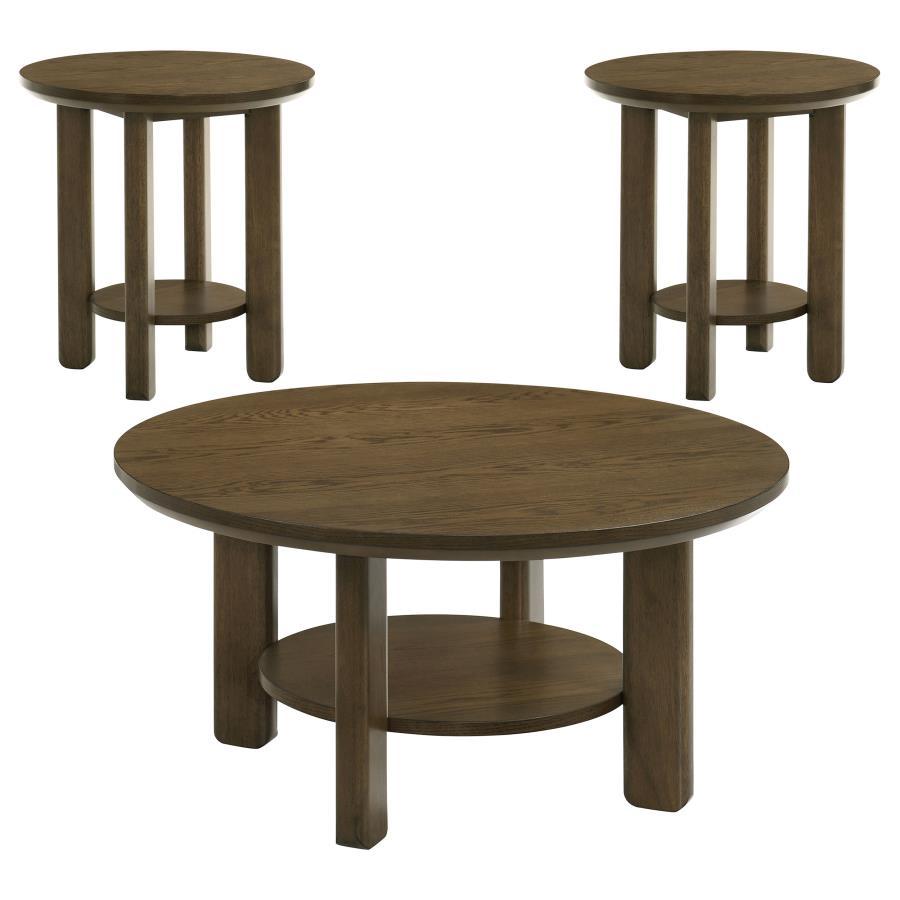 Ottowa - Round Wood Coffee Table Set Table Sets by Coaster Fine Furniture - Walls Furniture & Mattress