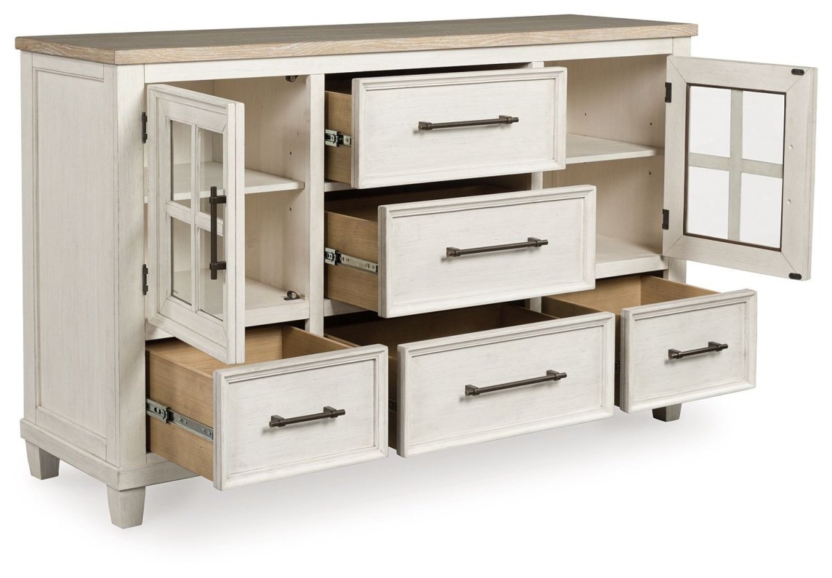 Shaybrock - Dresser - Antique White / Brown Dressers by Benchcraft® - Walls Furniture & Mattress