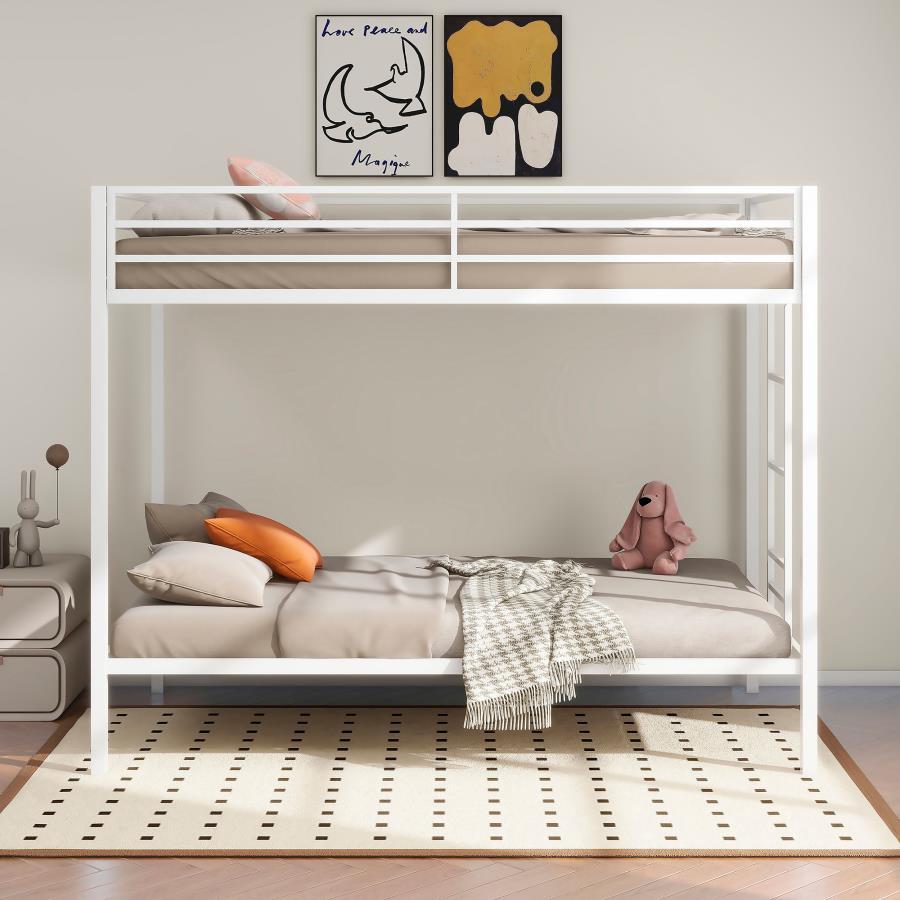 Alevera - Metal Bunk Bed With Ladder Bunk Beds by Coaster Fine Furniture - Walls Furniture & Mattress