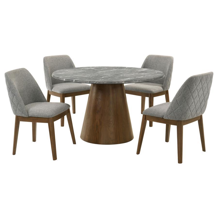 Franklin - 5 Piece Round Dining Table Set - Gray And Dark Oak 5 Piece Dining Room Sets by Coaster Fine Furniture - Walls Furniture & Mattress