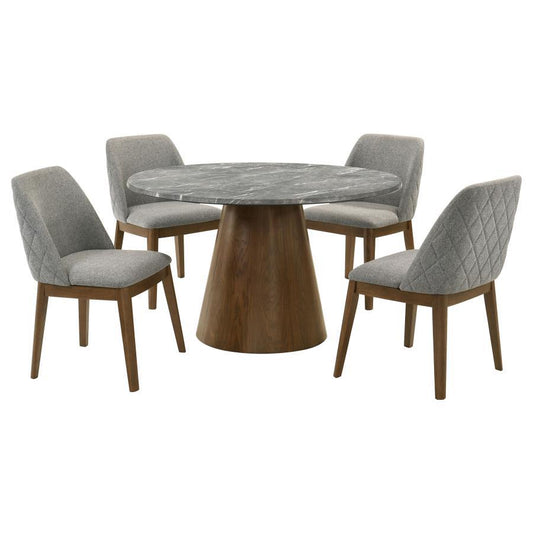 Franklin - 5 Piece Round Dining Table Set - Gray And Dark Oak 5 Piece Dining Room Sets by Coaster Fine Furniture - Walls Furniture & Mattress
