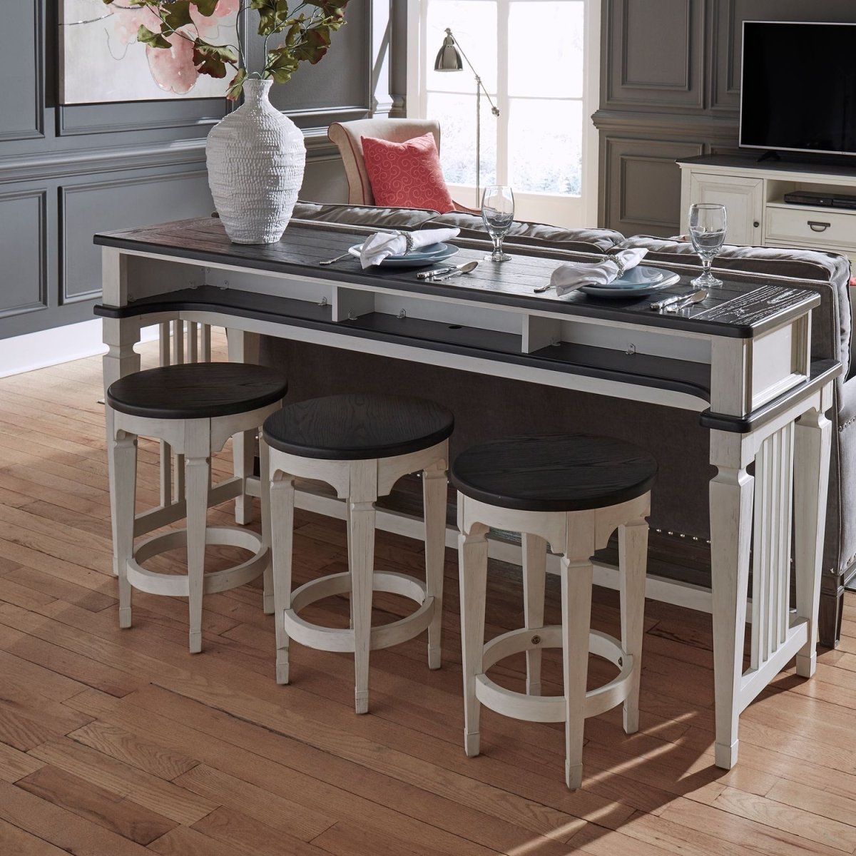 Allyson Park - Console Stool - White Bar Height (28" - 30") by Liberty Furniture - Walls Furniture & Mattress