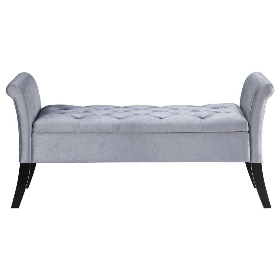 Farrah - Velvet Upholstered Rolled Arm Storage Bench Storage Benches by Coaster Fine Furniture - Walls Furniture & Mattress