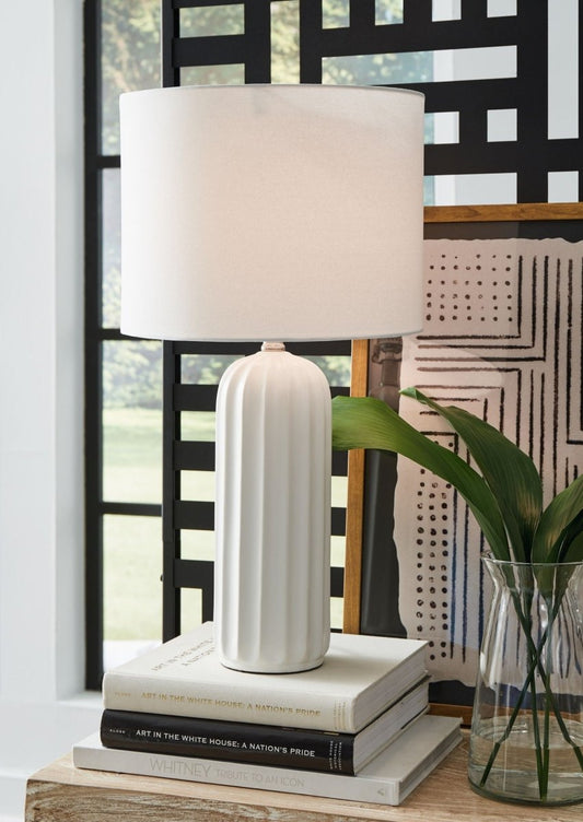 Clarkland - Ceramic Table Lamp (Set of 2) - White Table Lamps by Signature Design by Ashley® - Walls Furniture & Mattress