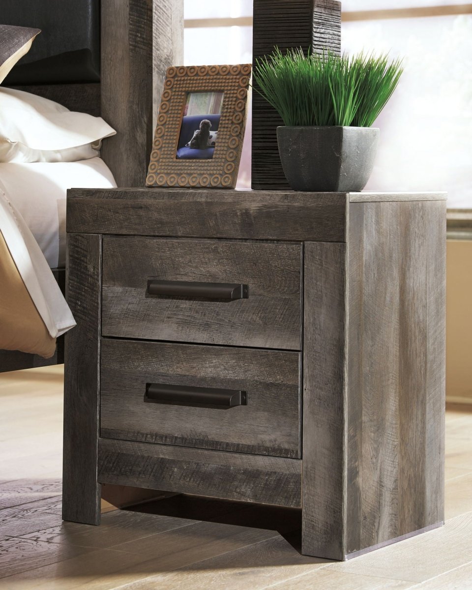 Wynnlow - Two Drawer Night Stand - Gray Accent Nightstands by Signature Design by Ashley® - Walls Furniture & Mattress