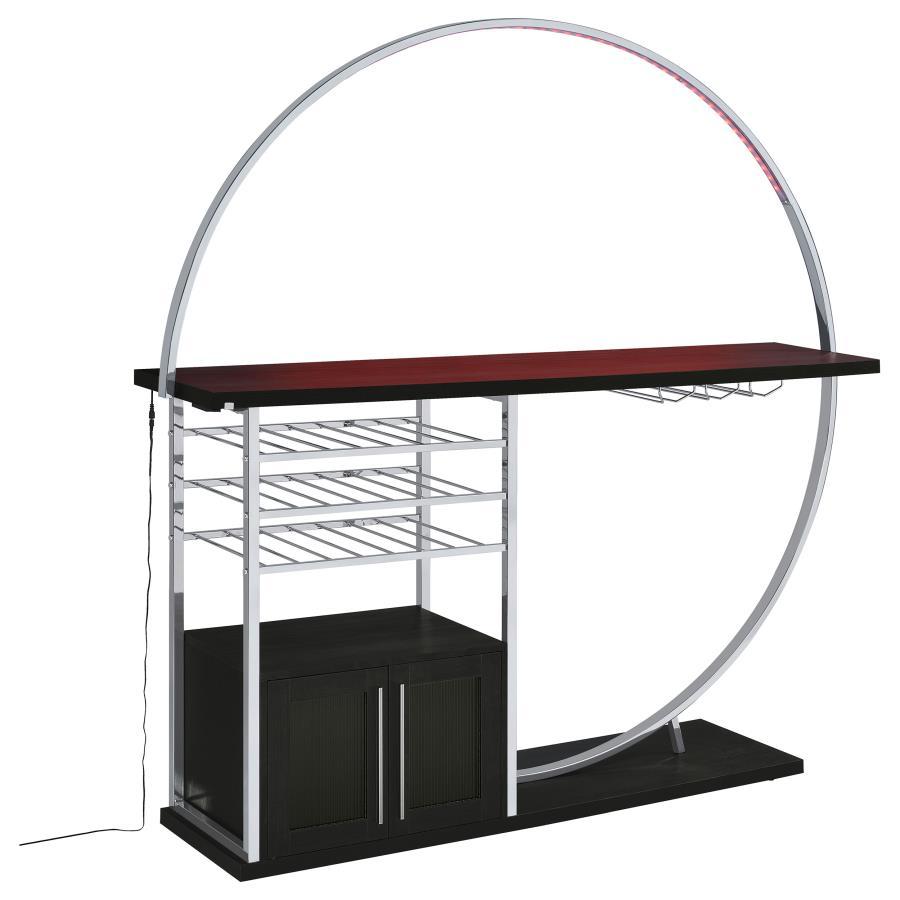 Risley - 2 - Door Circular LED Home Bar With Wine Storage Home Bars by Coaster Fine Furniture - Walls Furniture & Mattress