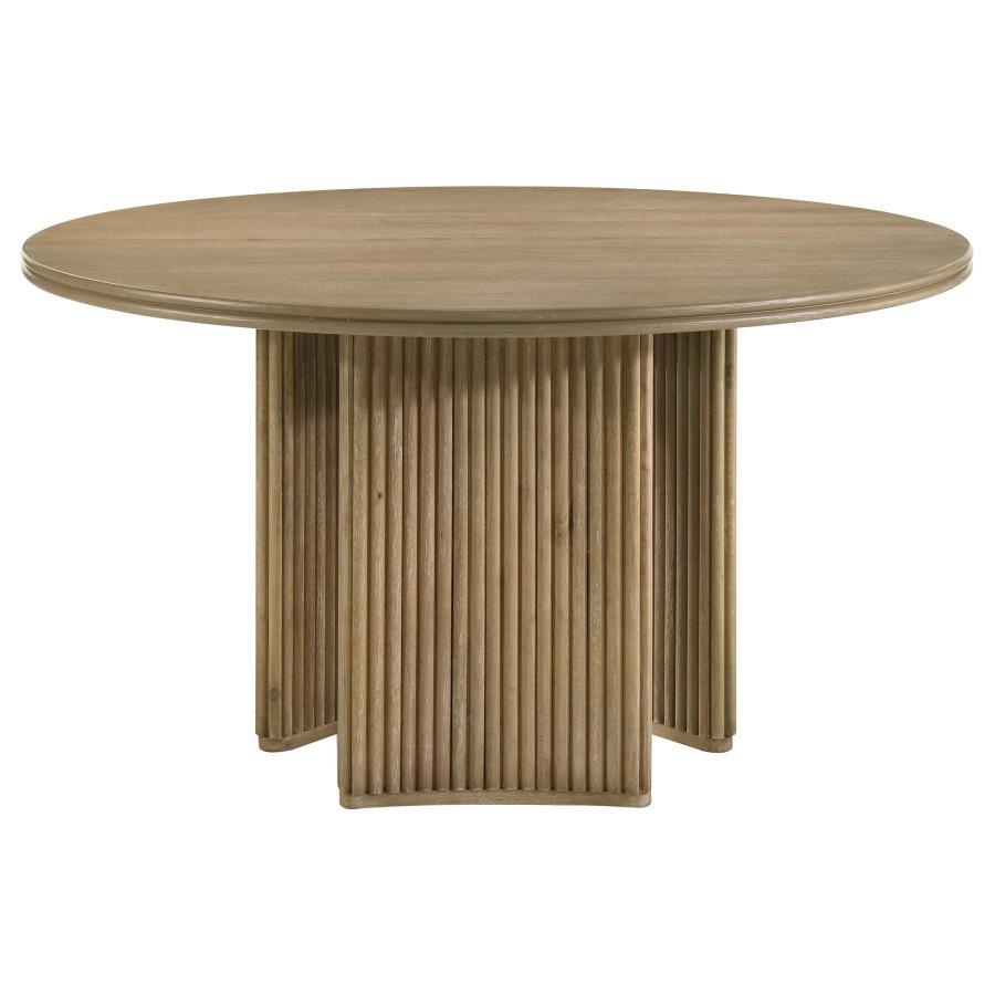 Adina - 53" Round Wood Dining Table - Distressed Light Brown Dining Tables by Coaster Fine Furniture - Walls Furniture & Mattress