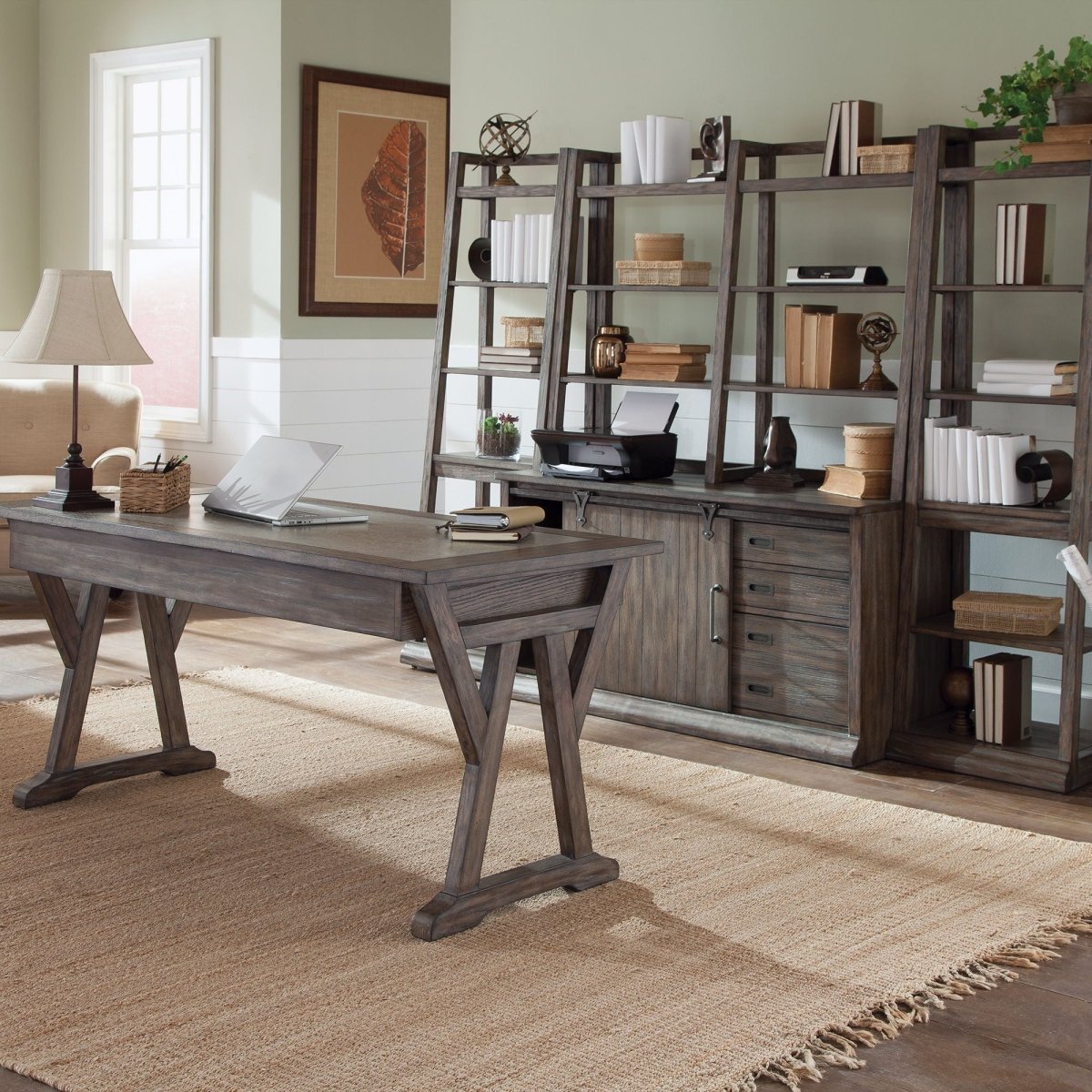 Stone Brook - Home Office Desk Set 5 Piece Home Office Sets by Liberty Furniture - Walls Furniture & Mattress